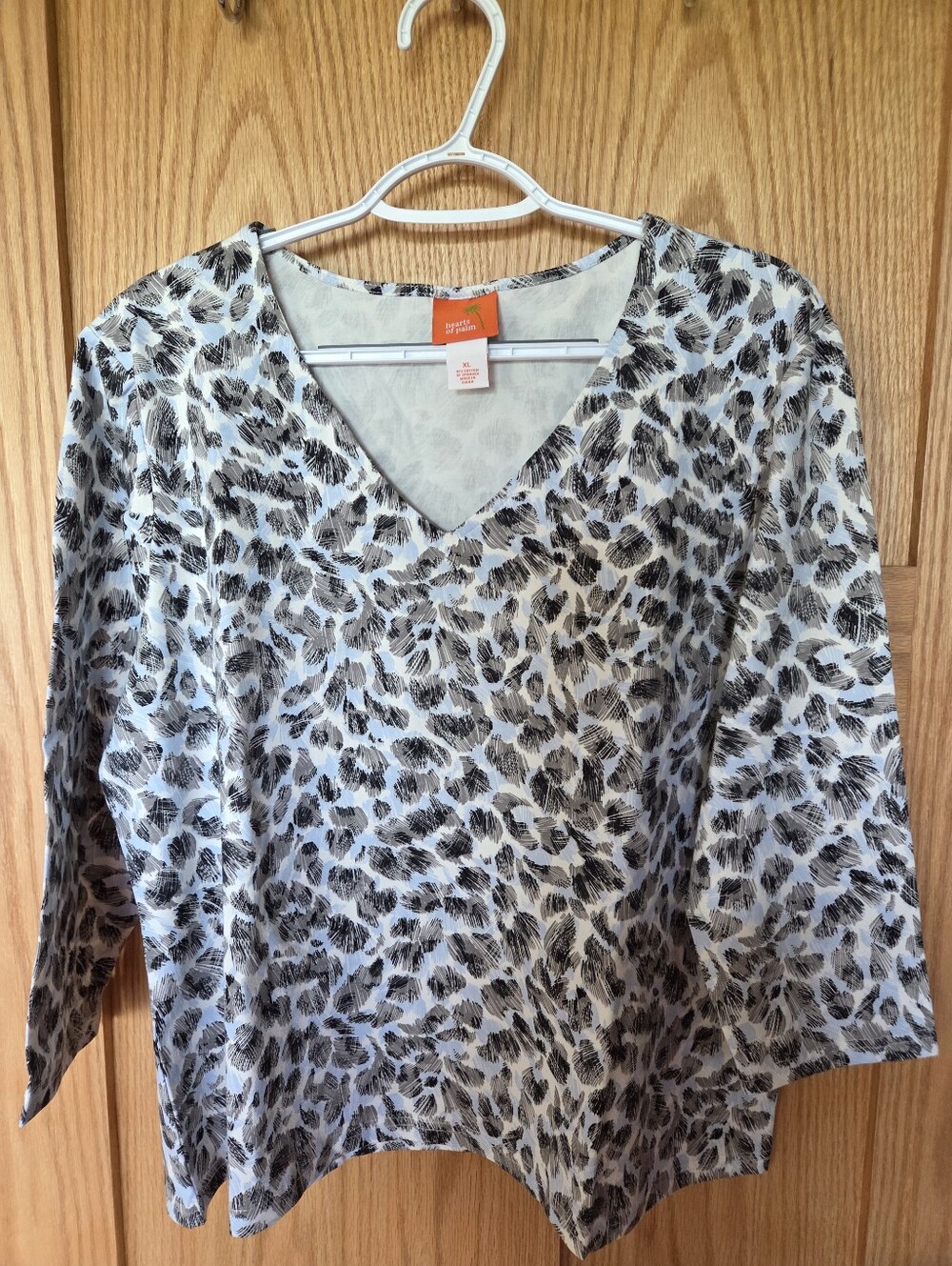 Hearts of Palm Blue, Grey & Black Animal-Print V-Neck Tunic
